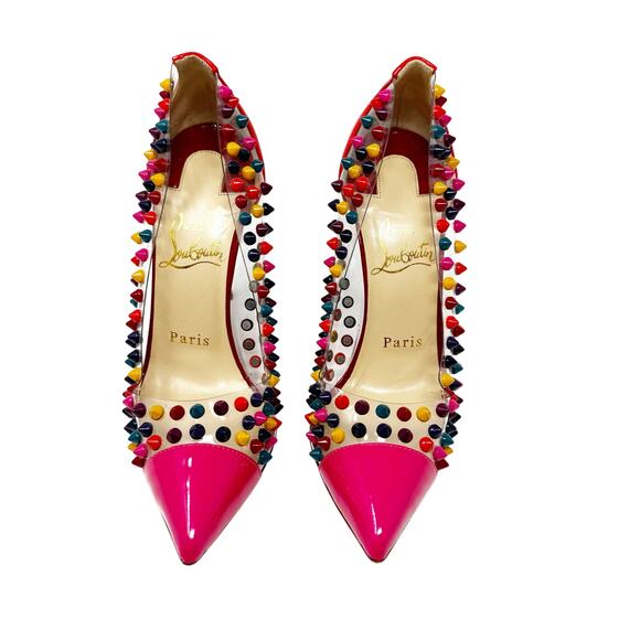 Christian Louboutin So Kate PVC Spiked Pumps EU 36 Multicolor Studded Heels - Picture 2 of 8